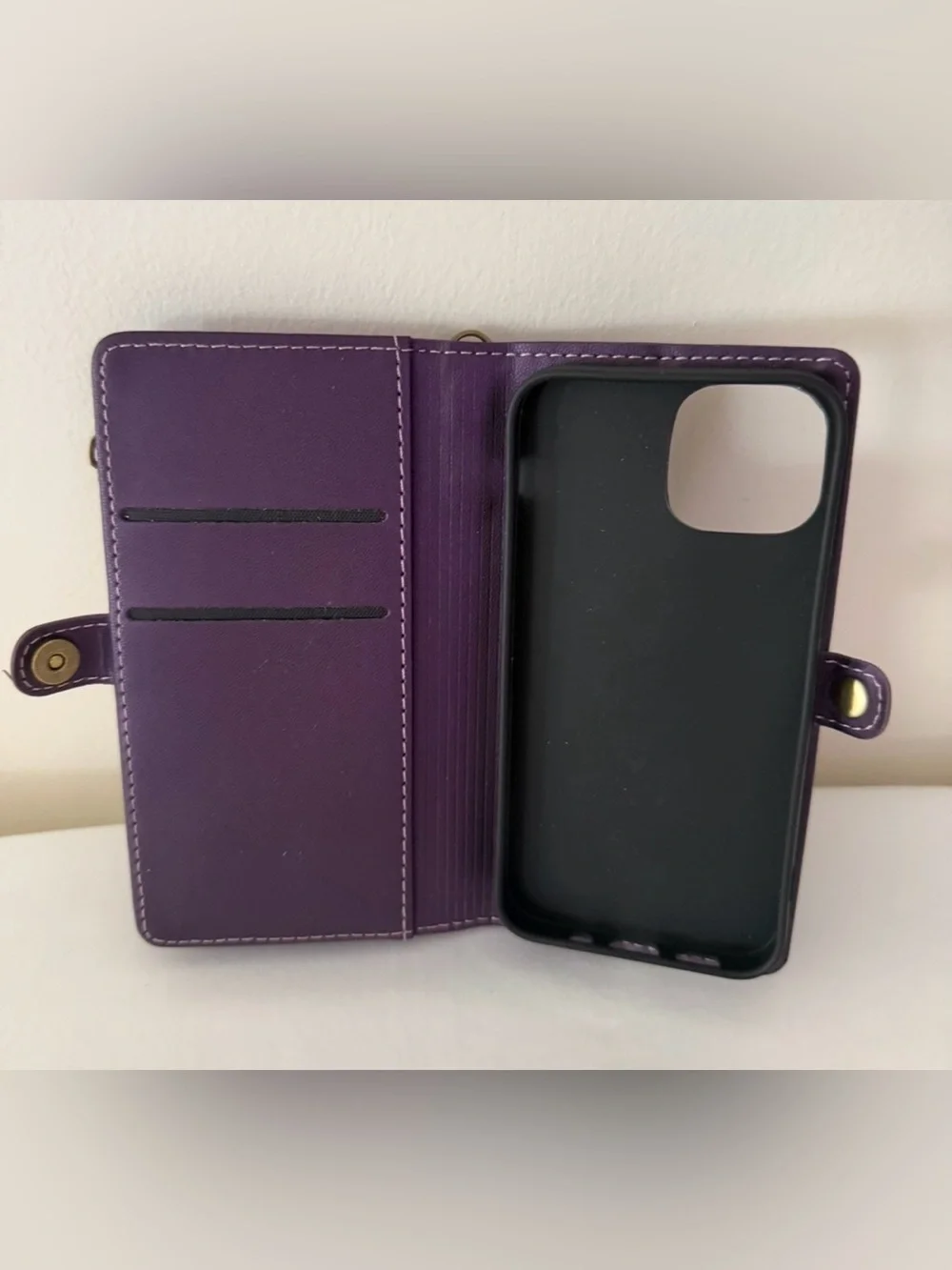 Purple Faux Leather iPhone 12 Mini / 13 Mini Wallet Case ✨📱